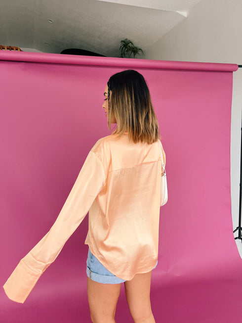 Satin Summer Top// Peach